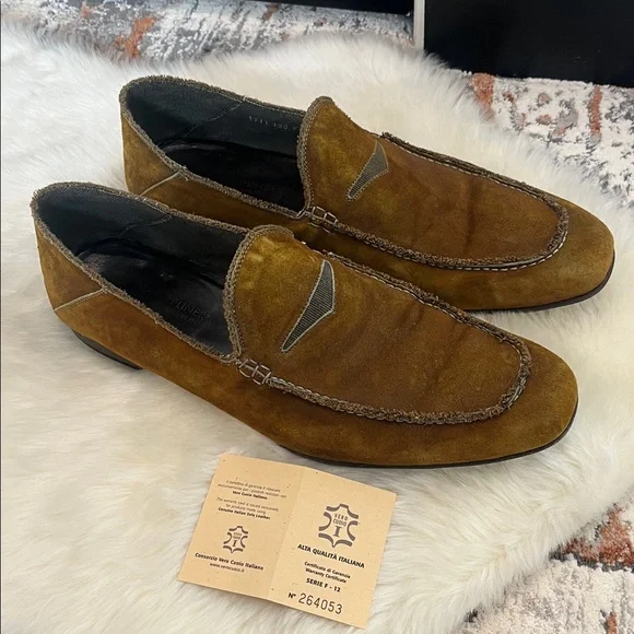 Donald J. Pliner Men's Tan Suede Loafers - Picture 8 of 10